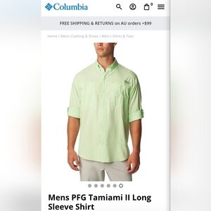 Columbia Men's PFG TAMIAMI II long Sleeve Key West Green Button Down Shirt